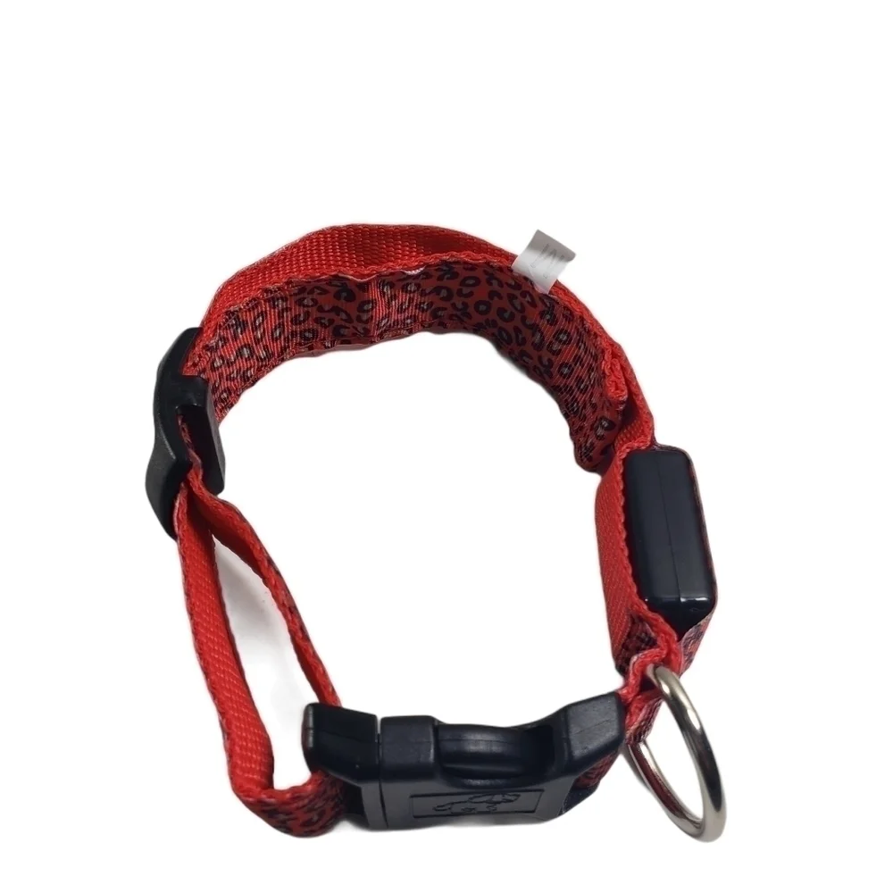 Animal Print Dog Collar with 3 Settings Red LED